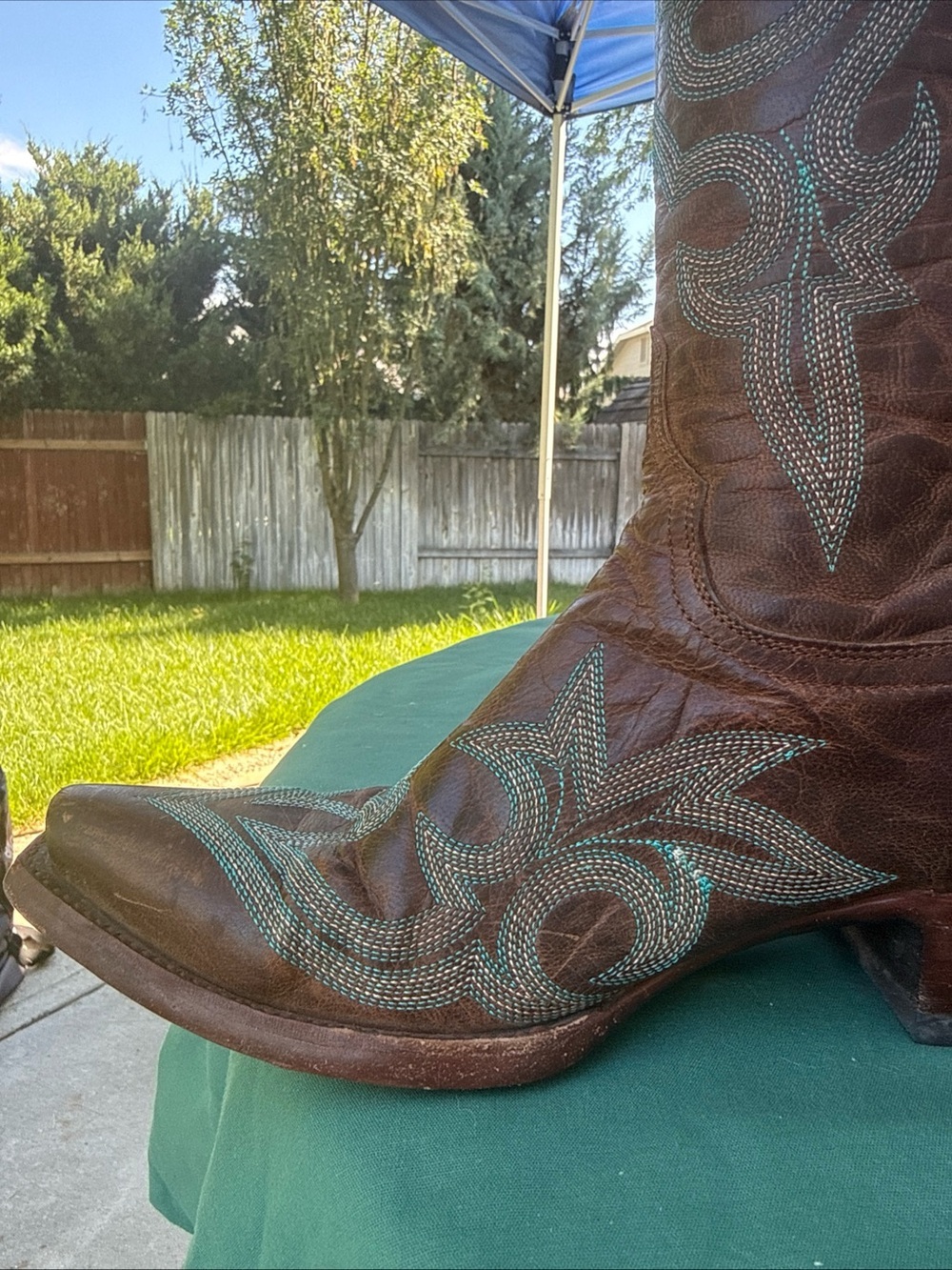 Old Gringo Brown Leather Boots with Turquoise Embroidery - Picture 7 of 10